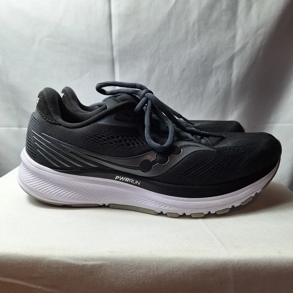 SAUCONY Ride 14 Running Sneaker Womens Sz 7 Black Charcoal Mesh Upper Athleisure